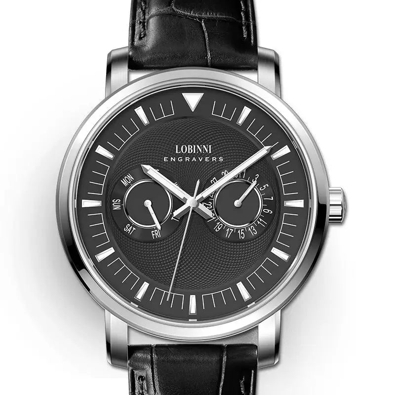 For Lobinni 3607 Top Brand Luxury Ultra-Thin Quartz Watch for Men Round Gold Bracelet Business Dial Strap Luxury Brand Set