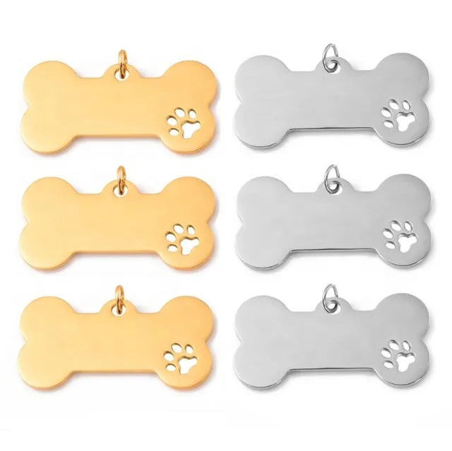 Yiwu Aceon Stainless Steel Collar Dog Tag Necklace Charm Name ID Pet Blank Bone Dog Tag Cut Out Paw