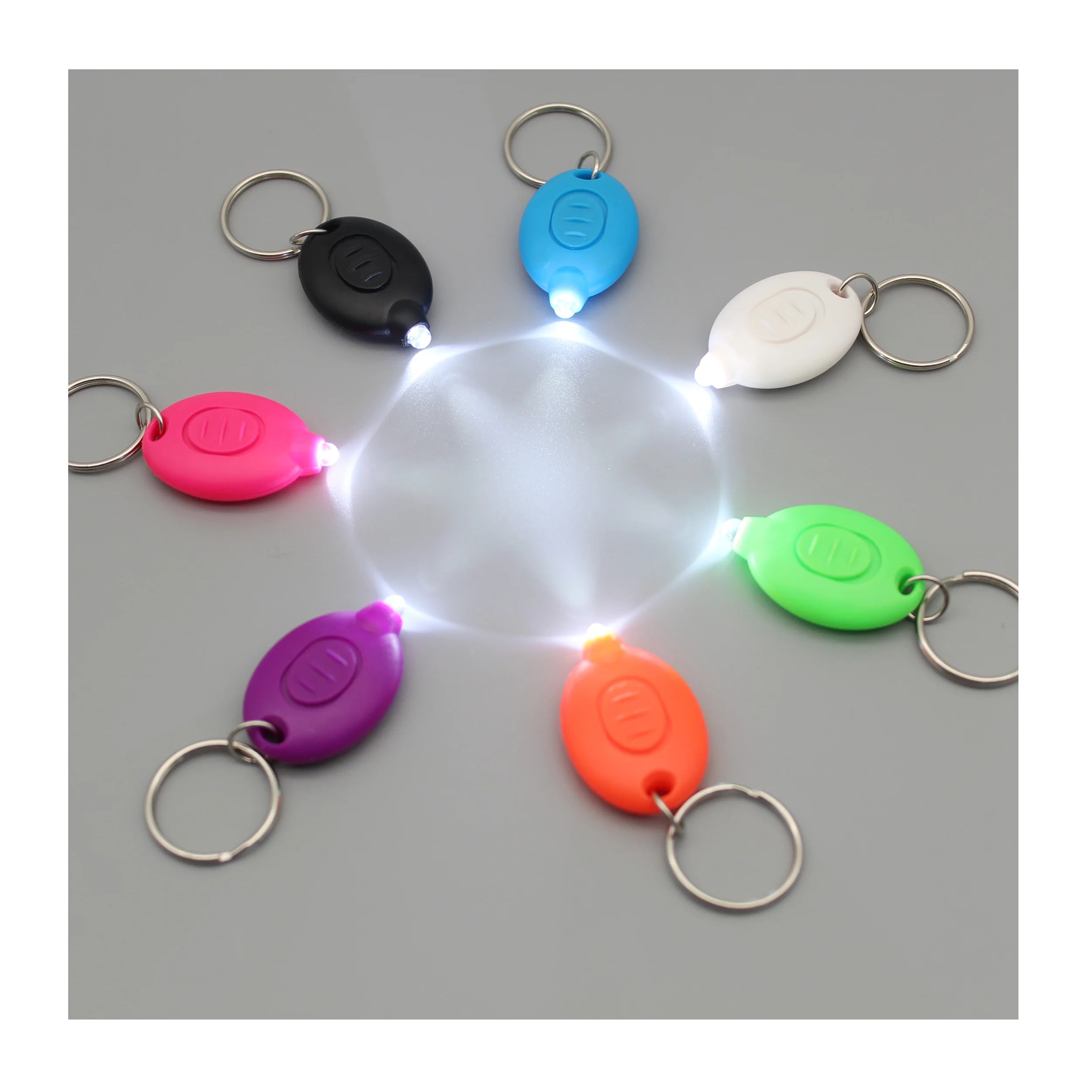 Ychon Customized Mini UV LED Flash Torch Keychain Metal Key Ring with Custom Silk Screen Printing