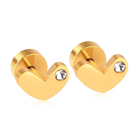 Fashion Jewelry Geometric Heart Shape Zircon Earring Gold Twist Minimalist Stainless Steel Earrings for Women