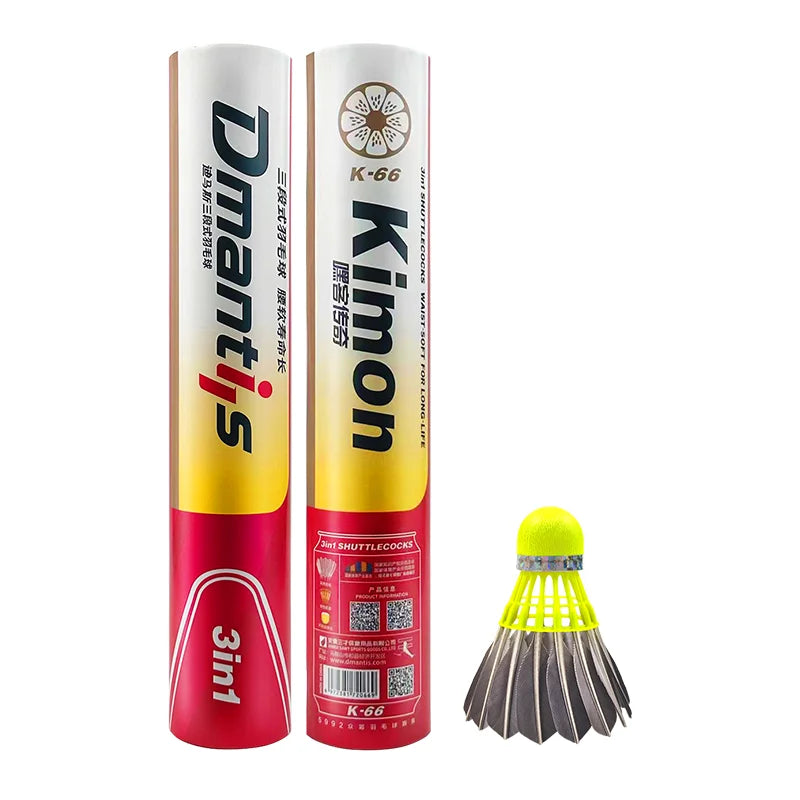 Goose Feather Badminton Shuttlecock Dmantis Model K66 12pcs/dozen Premium Feather Shuttleock