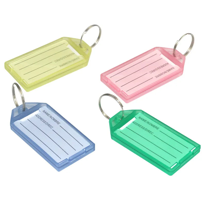 Wholesale clear Plastic Key Tag ID Name Label with Key Ring