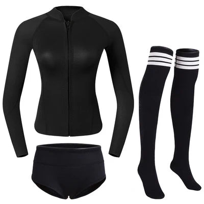Full Body Female Wetsuit Scuba Diving Shorty Swimwear 2MM Neoprene Freediving Wetsuit with Long Socks