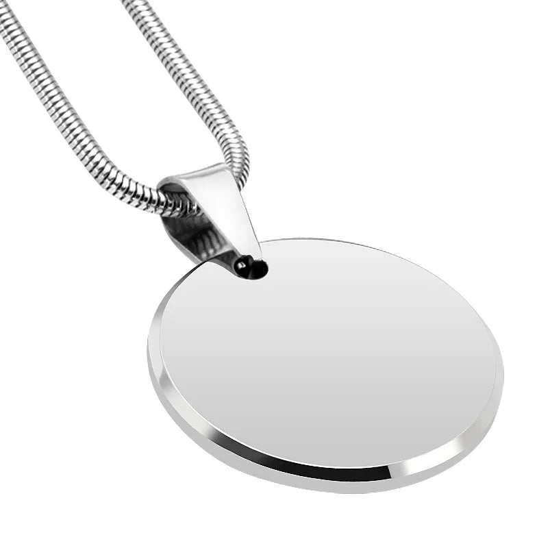 Tungsten Steel Customized Laser Engraved Photo Logo Zircon Pendant Necklace Classic Minimalist Couple Party Jewelry