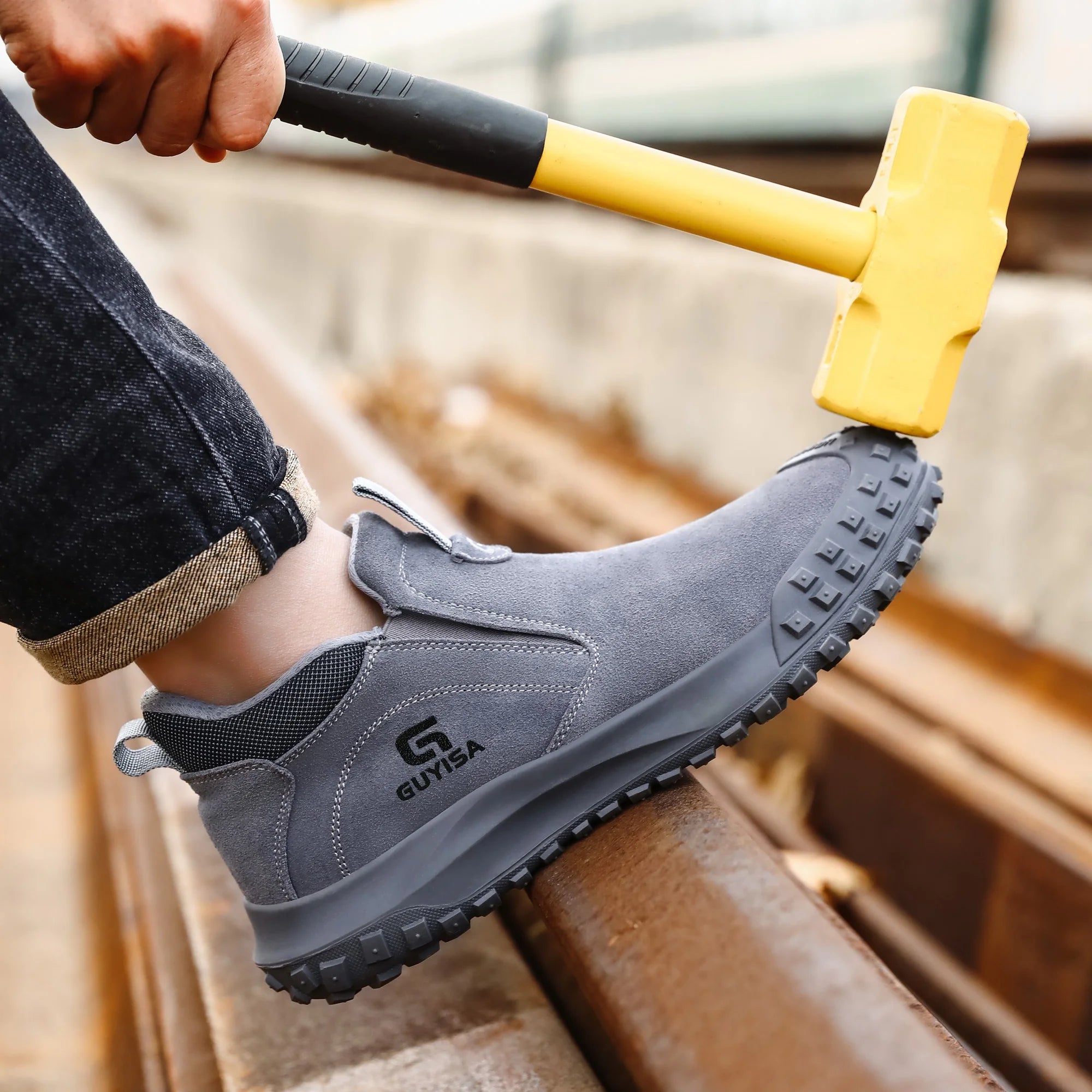 GUYISA Industrial Safety Boots Welders Anti-scalding Work Steel Toe Safety Boots