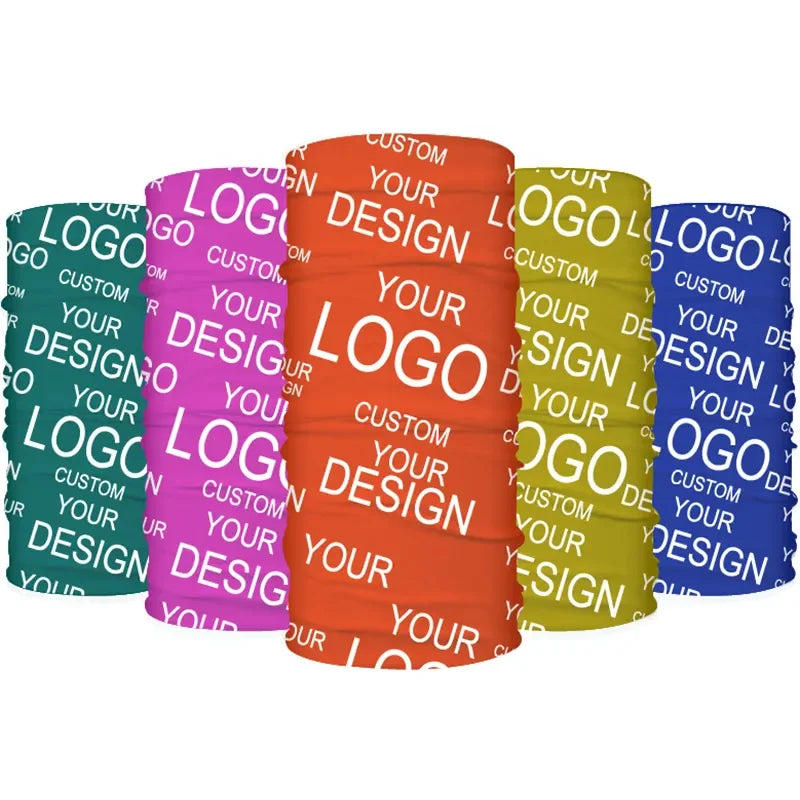 Custom Any Logo Printed Headband Free Design Unisex Washable Rave Bandana Neck Gaiter Tube Headwear for Women Men Face Scarf
