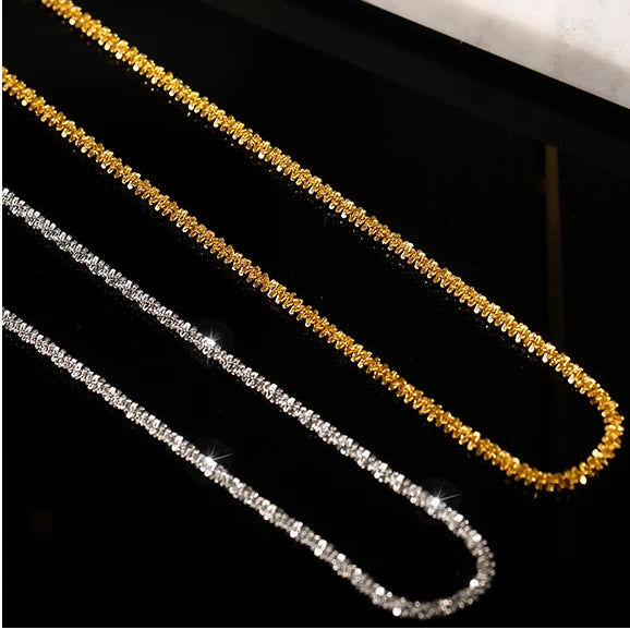 Best Gift Women's Luxury New Silver Gold Stainless Steel Trendy Sparkling Clavicle Chain Chokers Necklace Wedding Anniversary
