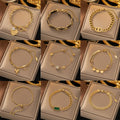 Women's 18K Gold-Plated Stainless Steel Drip Bracelet with Enamel Blue Devil Eye Waterproof Lucky Fashion Bangle Gift