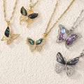 2025 New Colorful Fashion Butterfly Shell Pendants Chain Necklace Crystal Jewelry Butterfly Necklace for Women