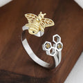 Rotatable Yellow Sunflower Bee Honeycomb Rotating Ring Fashion Jewelry Adjustable Spinner Spin Spinning Fidget Rings for Anxiety