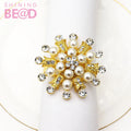Metal Rhinestones Flower Napkin Ring Holiday Party Dining Table Decoration Alloy Napkin Buckle Gold Wholesale Prices
