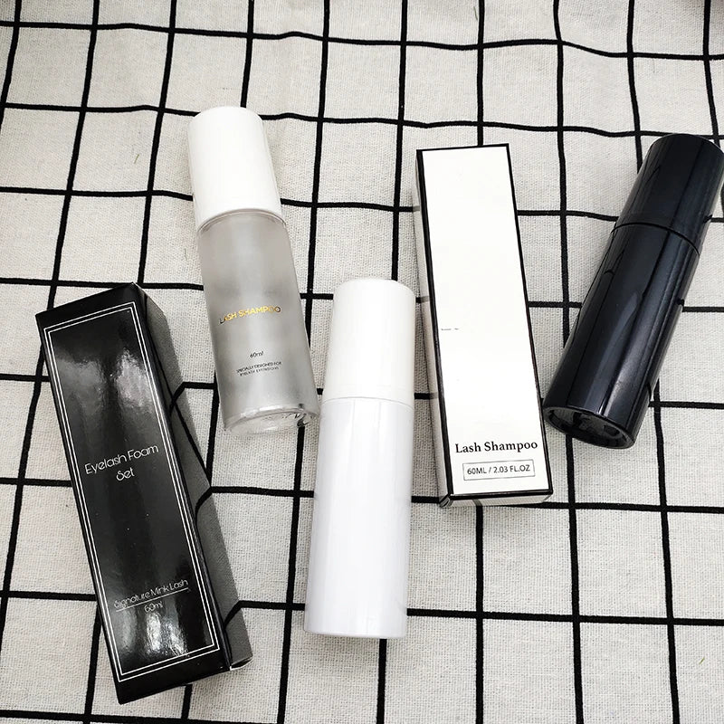 Frosted pink Custom Empty Lash Cleanser Foam Pump Bottles Private Label Your logo Packaging 60 ml Kit Shampoo Bottles