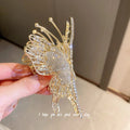 Metal Black Rhinestone Butterfly Shark Clip Fashion Head Ornament Hair Claw Catch Clips Back Head Hairpin