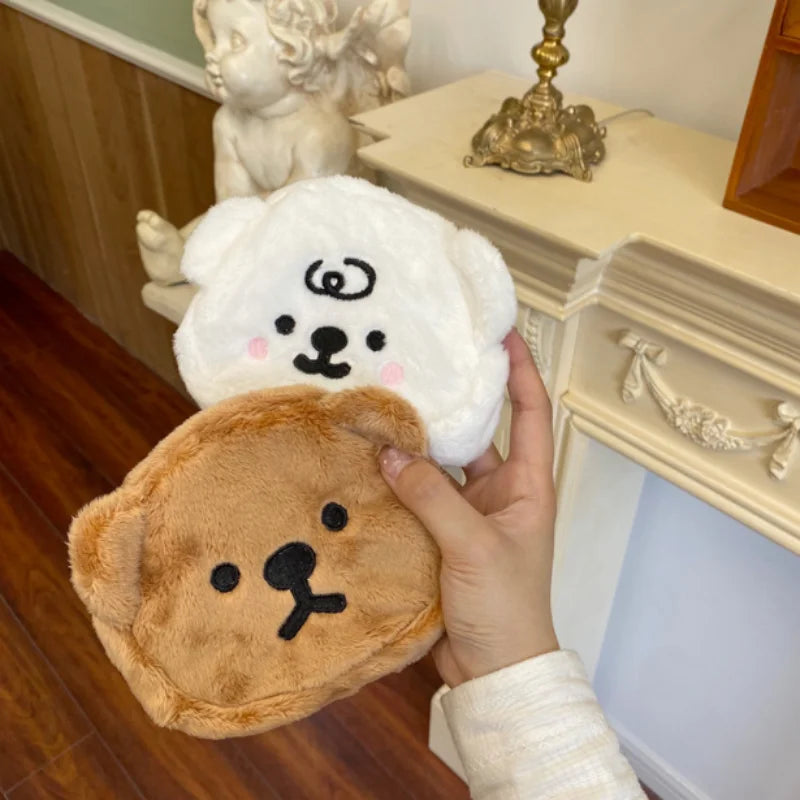 Ready to Ship Girls Favor Cute Cartoon Packaging Pouch Soft Bear Plush Coin Purse Mini Storage Bag