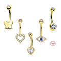 Gaby Fine Jewelry 925 Sterling Silver Belly Button Rings External Heart Design Fashion Piercing Navel Ombligo Jewelry Bulk