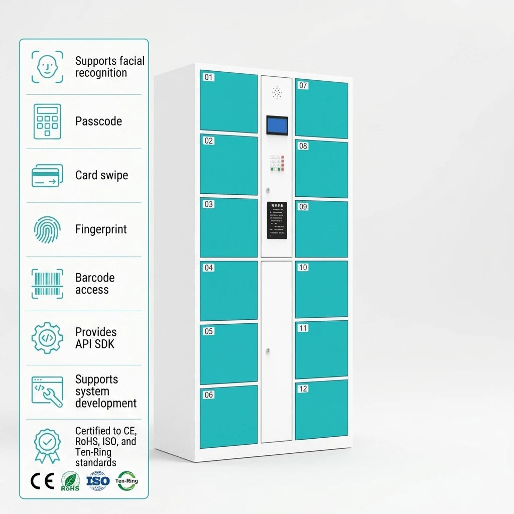 Electronic Smart  Parcel Delivery Locker  24 Hour Service Steel Package Storage Locker System  Support Payment Luggage Locker