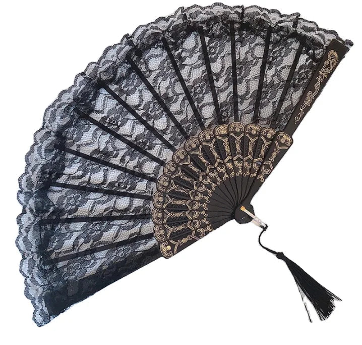 Spanish Victorian Hand Fan Wedding Party Favor Fancy Dress Folding Lace Pocket Handfan
