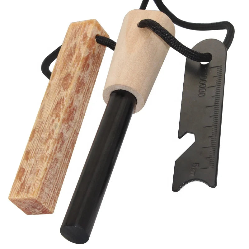 Camping Outdoor Accessories Paracord Survival Fire Starter Fatwood Tinder Feuerstarter Kit