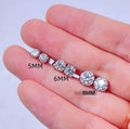 12 Month Birthstone April White S925 Jewelry Solid Silver Round Star Shape Gemstone 925 Sterling Silver Zircon Stud Earring