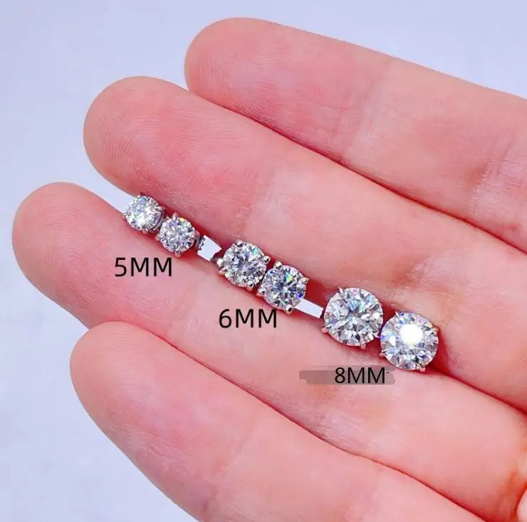 12 Month Birthstone April White S925 Jewelry Solid Silver Round Star Shape Gemstone 925 Sterling Silver Zircon Stud Earring