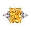 New 925 Silver Wedding Rings Rhodium Plated Yellow Moissonite Shape Ice Crushed Cut Big Rings Pure Silver Ring Fo