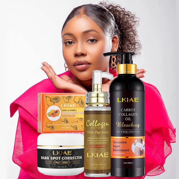 OEM ODM Body Care Set Collagen Serum Whitening Dark Spot Corrector Cream Papaya Vitamin c Soap Bleaching Body Lotion