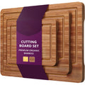 Bamboo Charcuterie & Chopping Butcher Block Set of 3 Bamboo Chopping Board Set With Deep Juice Groove Side Handles