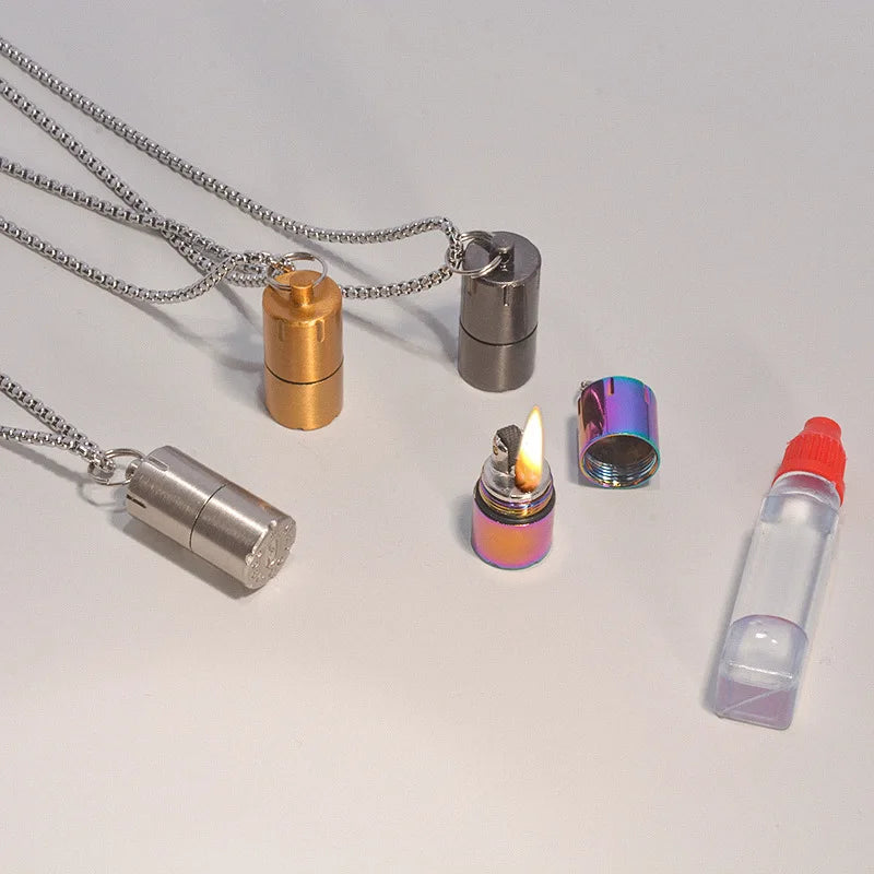 Trend Hip Hop Lighter Case Necklace Titanium Steel Pendant Chain for Men Women Girls Party Stainless Steel Jewelry Gifts