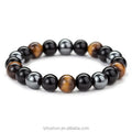 Vintage Buddhism Ball Beaded Bracelet with Tiger Eye Stone for Luck and Prosperity
