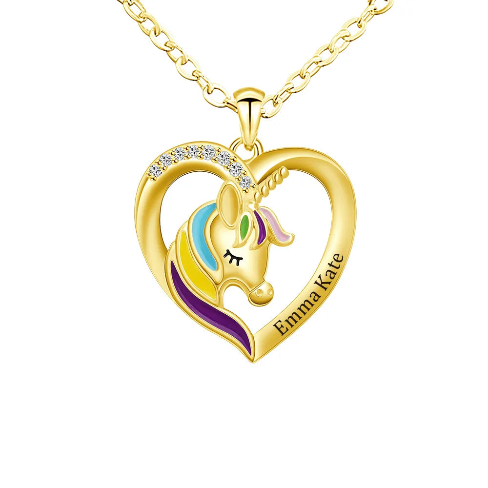 Unicorn Girl Jewelry Gift for Friends and Sisters Adjustable unicorn Necklace Custom Name rainbow unicorn Necklace