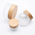 15g Glass Cosmetics Jar with Natural Bamboo Lid Refillable Bottle Box for Face Cream & Lotion Storage Customizable Color