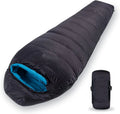 WOQI Large Mummy Style Winter Sleeping Bag for Adults Cold Weather Down Filled with Hood Red Grey Blue for Camping and Hiking