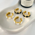 New Vintage Earrings Fashion Jewelry Stainless Steel Gold-plated Enamel Colored Glaze Geometric Ear Clip