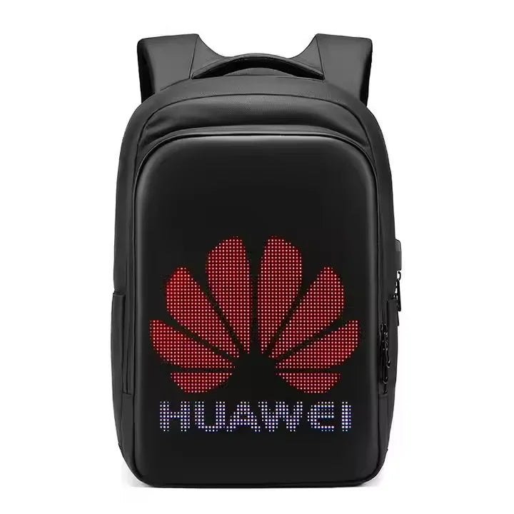 Creeland DIY Cool Black LED Rider Backpack Waterproof Hard Shell Bluetooth Motorcycle Riding Leather Nylon Zipper Outdoor Use