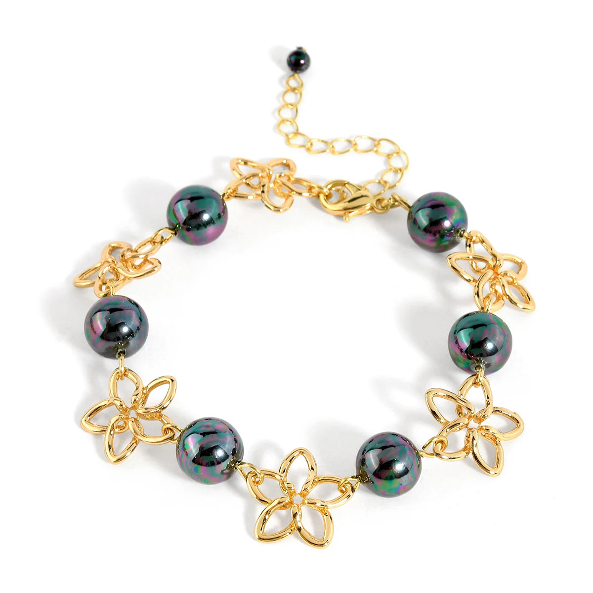 14K Gold Plated Custom Design Alloy Shell Pearl Jewelry Dainty Design Flower  for Women Gift