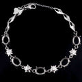 Sterling Silver 6*8mm Semi Mount Bracelet Empty Support Blank Claw Setting S925 Mountain Base Holder Without Stone for Inlay DIY