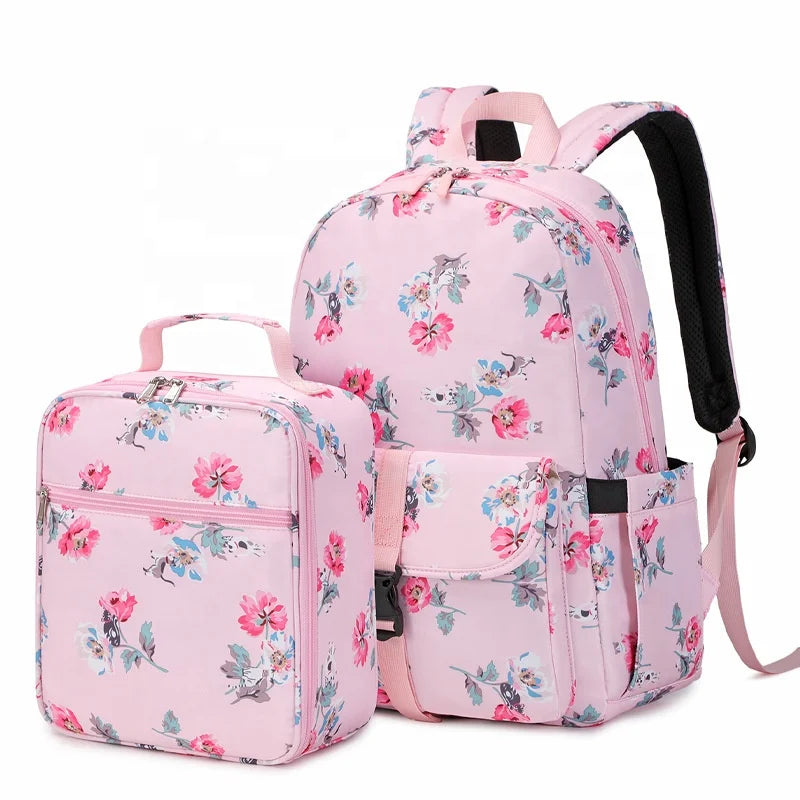 2025 Children School Bags Girls Cute School Bags Floral  Kids Backpack  Waterproof Students School Backpack Set