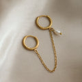 Trendy Hypoallergenic Women 18K Gold Plated Stainless Steel Tassel Hoop Earrings Jewelry Girls Designer Pearl Earrings 2025