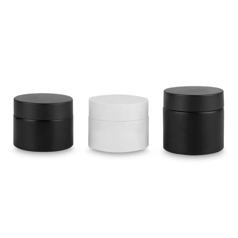 5 Pack Amber Round Glass Jar Cosmetic Jar Amber Glass Cream Jar with Black Lid