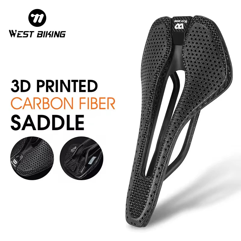 WEST BIKING 3D Printed Carbon Fiber High Resilience Bike Saddle Lightweight Breathable Honeycomb Easy to Clean Bicycle Seat MegaBDM