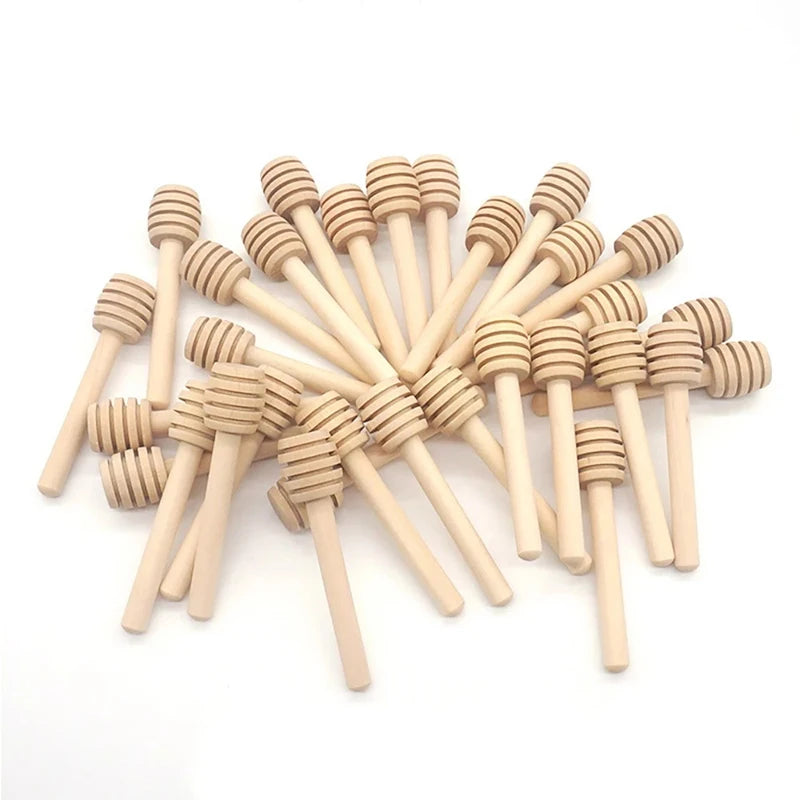 8cm Short Handle Wood Honey Spoon Mixing Sticks Dipper Extractor for Jar Coffee Milk Tea Supplies Kitchen Tools