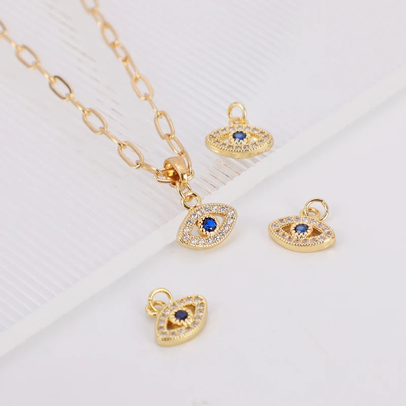INS Style Zircon EvilEye Pendants 18k Gold Plated Long Lasting Color Preserving Lucky Charms Necklace Pendant
