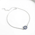 Fashion S925 Sterling Silver Blue Devil's Eye Anklet Cross Link Chain Shining Round Eye Link Chain Anklets for Woman