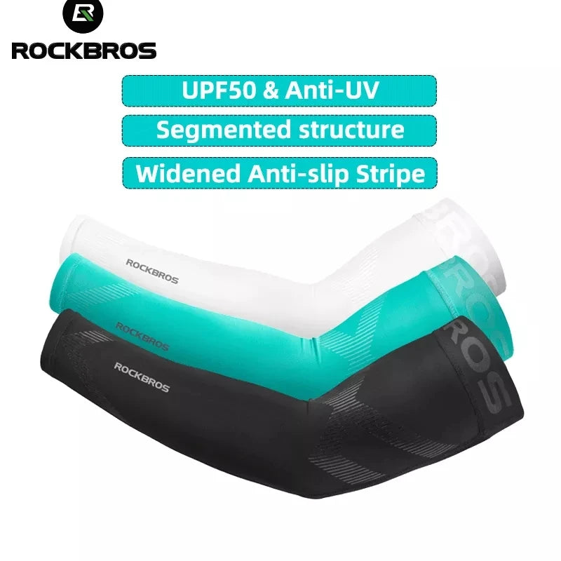 ROCKBROS Wholesale Arm Compression Sleeves Sport Sun Protection Running Cycling Ice Silk Sleeves