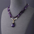 Natural Stone Irregular Amethyst Handmade Beaded Pendant Necklace Luxury Stone Jewelry