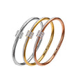 High Polished Gold Plating Stainless Steel Bangle Bracelet Cubic Zirconia Shiny Bracelet