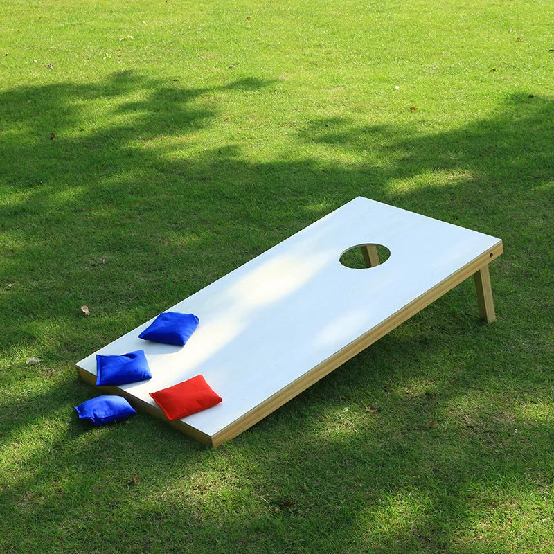 4'x2' Wood Color Cornhole Game with Plywood Pine Wood Carrying Case & Set of 8 Bags Optional LED Lights
