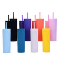 16oz Insulated Tumbler Cup with Flip Lid and Straw Lid Reusable Water Bottle Iced Coffee Travel Mug Plastic Bottle