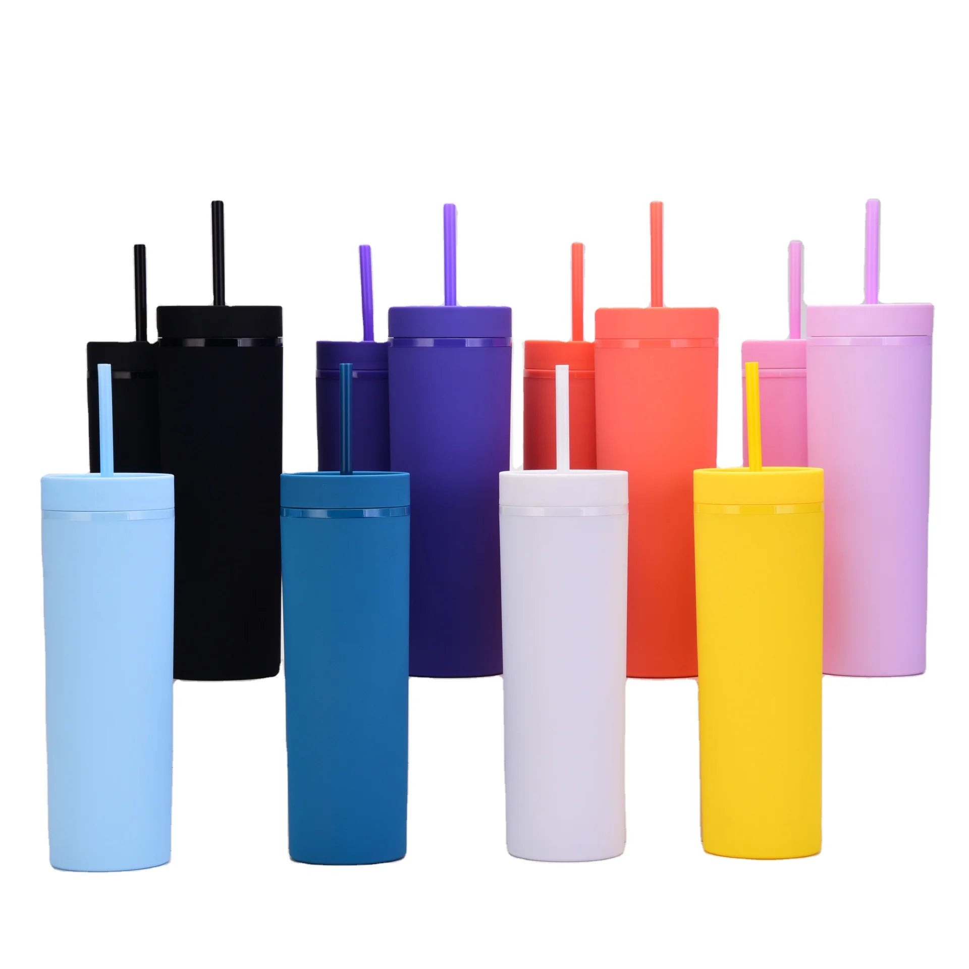 16oz Insulated Tumbler Cup with Flip Lid and Straw Lid Reusable Water Bottle Iced Coffee Travel Mug Plastic Bottle