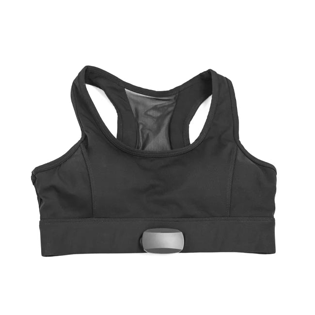 Chileaf VST300 Black Smart Sports Vest for Women with Full Cup Heart Rate Monitoring Back Adjustable Tank Top Nylon + Spandex